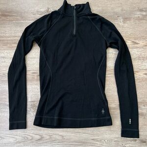 Smartwool Classic Thermal Merino Base Layer Quarter Zip Womens Small Black